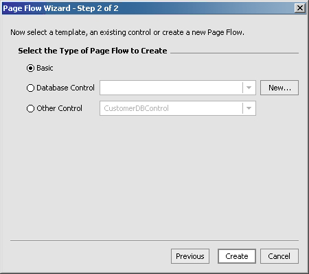 Page Flow Wizard - Step 1 of 2